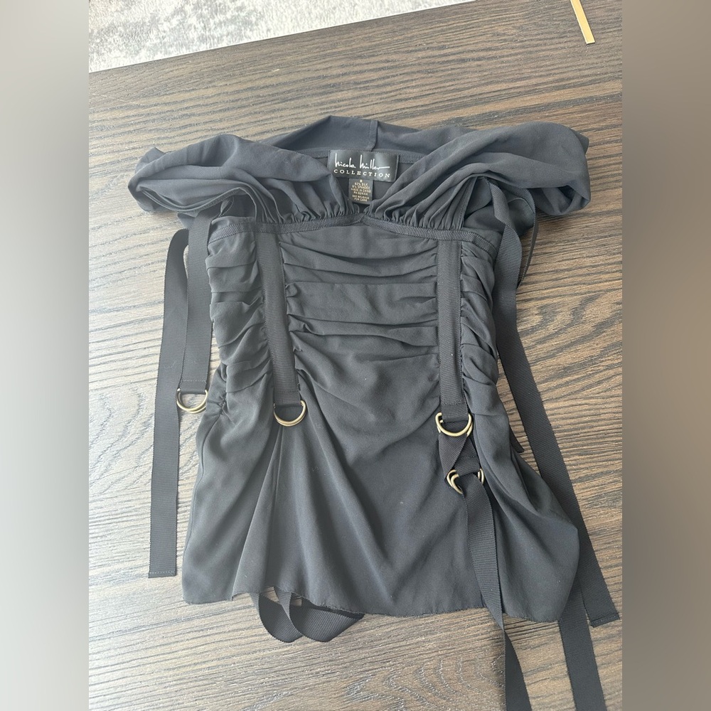 SEXY Black silk corset top size 6 Nicole Miller Collection bustier formal